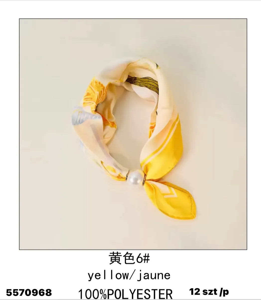 Chusta damska żółta z perłą 100% poliester