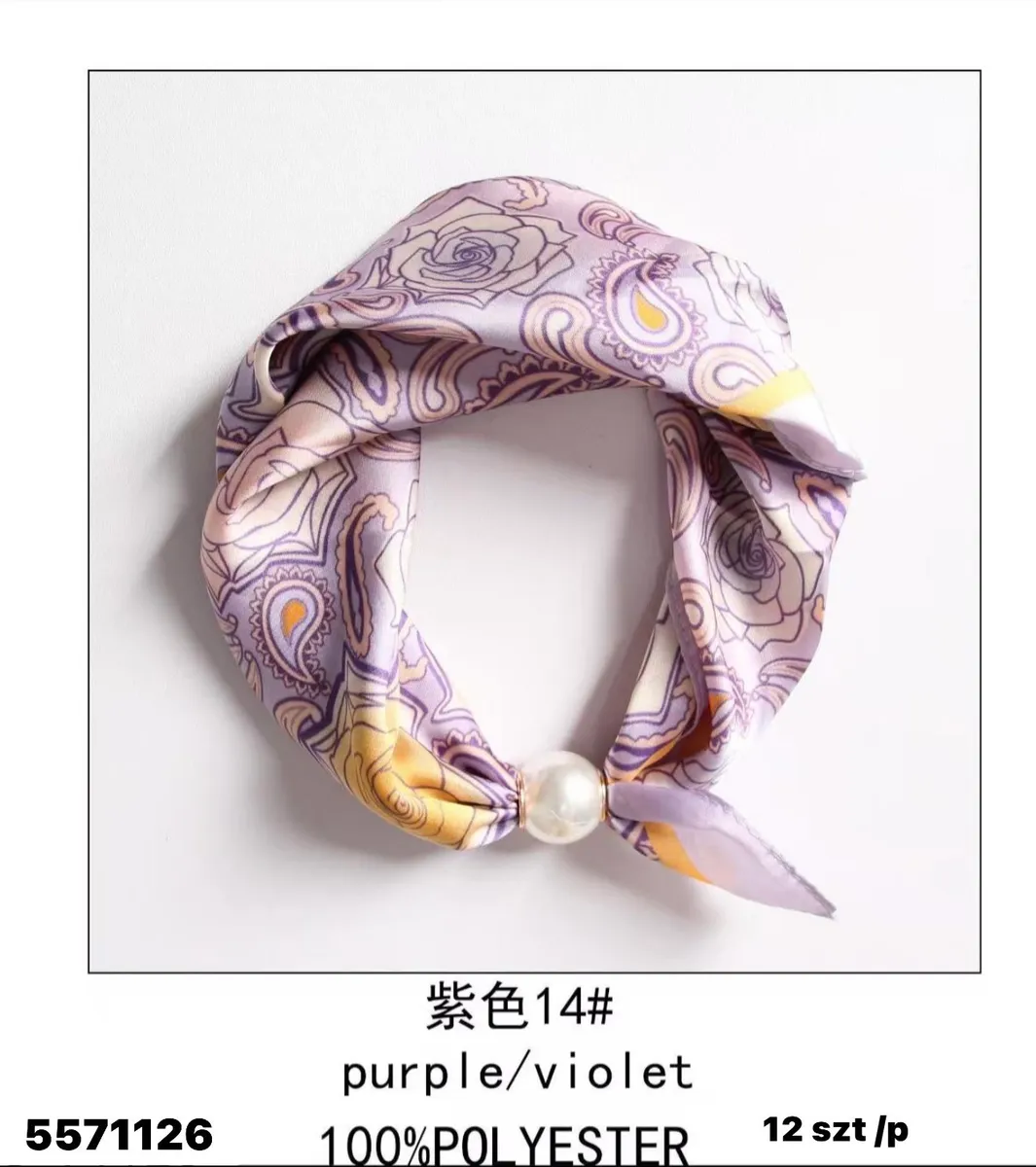 Chusta damska fioletowa z motywem paisley 100% poliester
