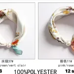 Chusta jedwabista kwiatowa light green/vert clair 100% poliester