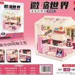 Zestaw DIY Miniatura Sklep Herbaty Mlecznej Różowy HC0921