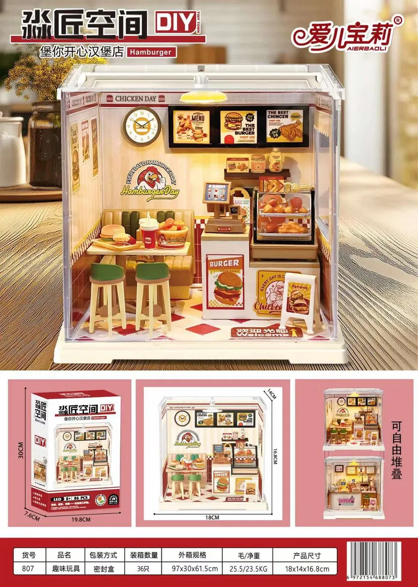 Zestaw DIY Miniatura Restauracja Hamburger Chicken Day