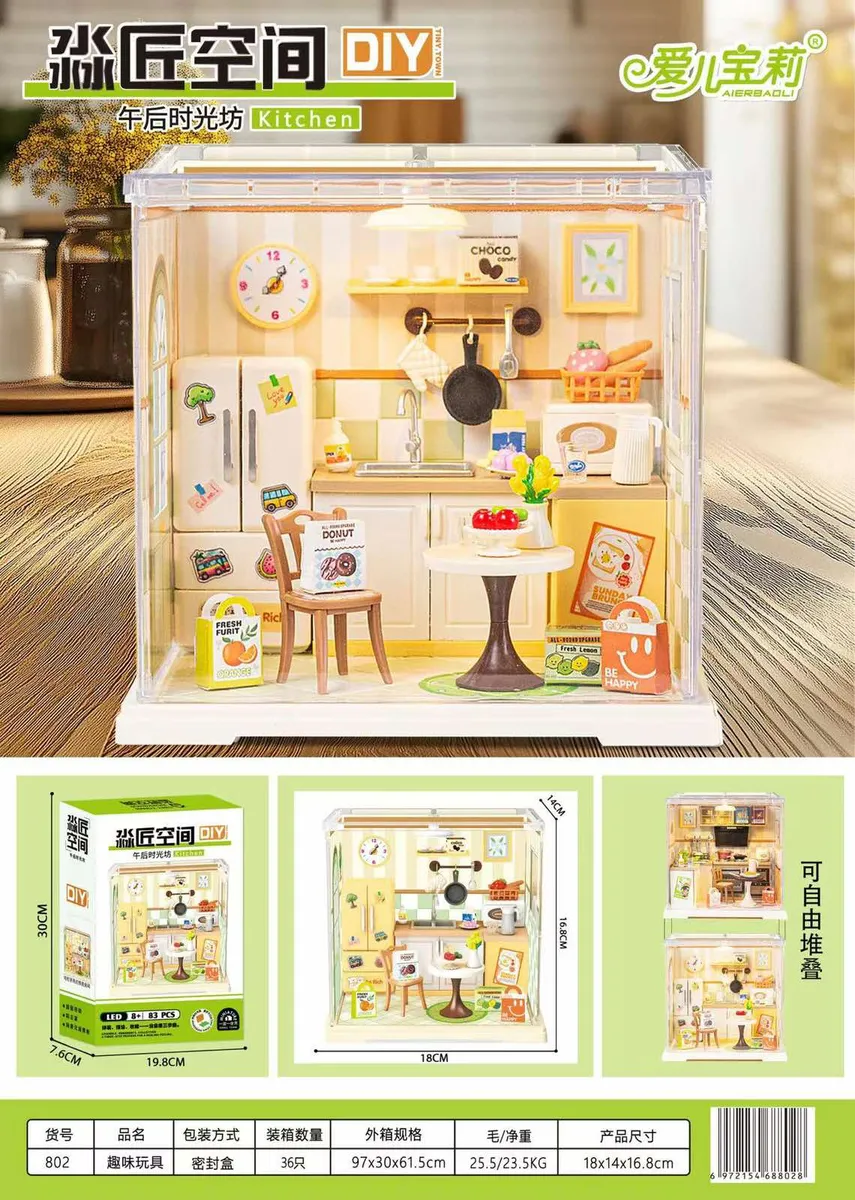 Zestaw DIY Mini Kuchnia Kuchenka AERBAOQLI 19.8x16x14cm