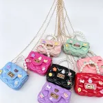 Mini torebki damskie PVC quilted z łańcuszkiem ozdobnym