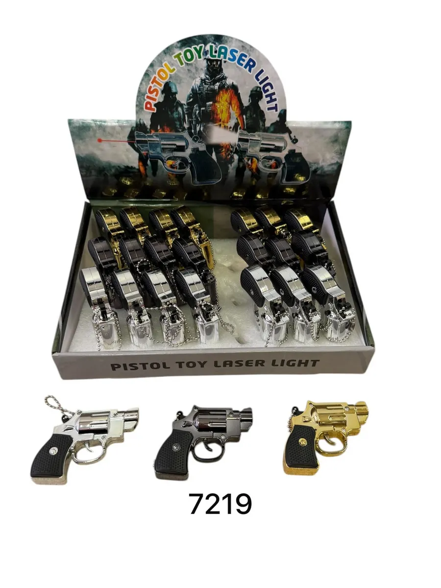 Zabawkowy pistolet laser light brelok czarny złoty srebrny
