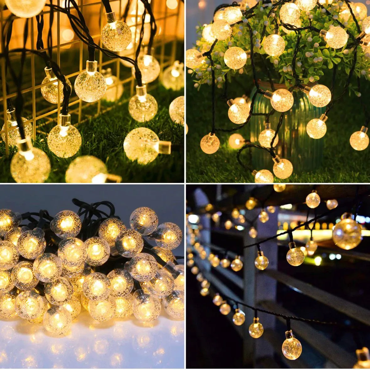 Girlanda solarna LED małe kulki 2cm 10m 50LED ciepła