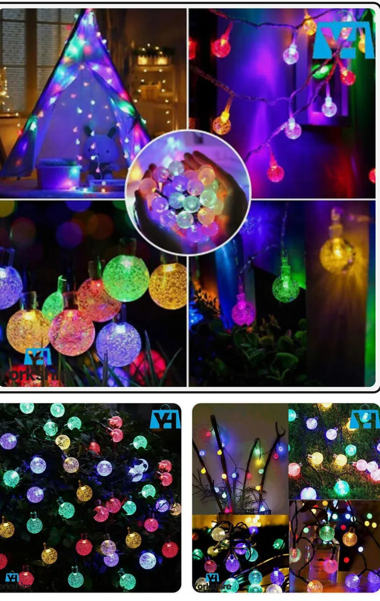 Girlanda solarna kolorowe kulki 2cm 50 LED 10m