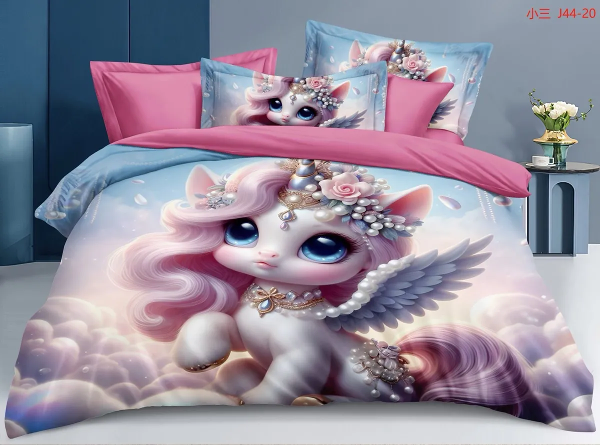 Komplet pościeli 3-częściowy Unicorn 160x200 dla dzieci