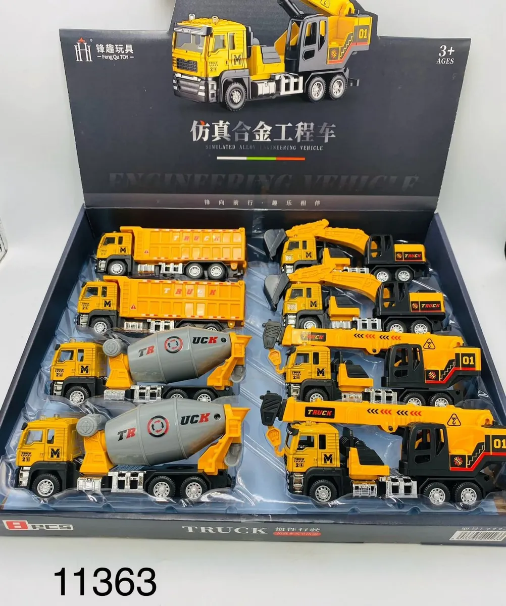 Zestaw 8 modeli ciężarówek budowlanych Feng Toy 3+