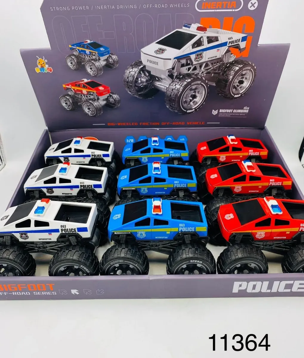 Zabawkowe monster trucki policyjne Bigfoot Off-Road seria 11364
