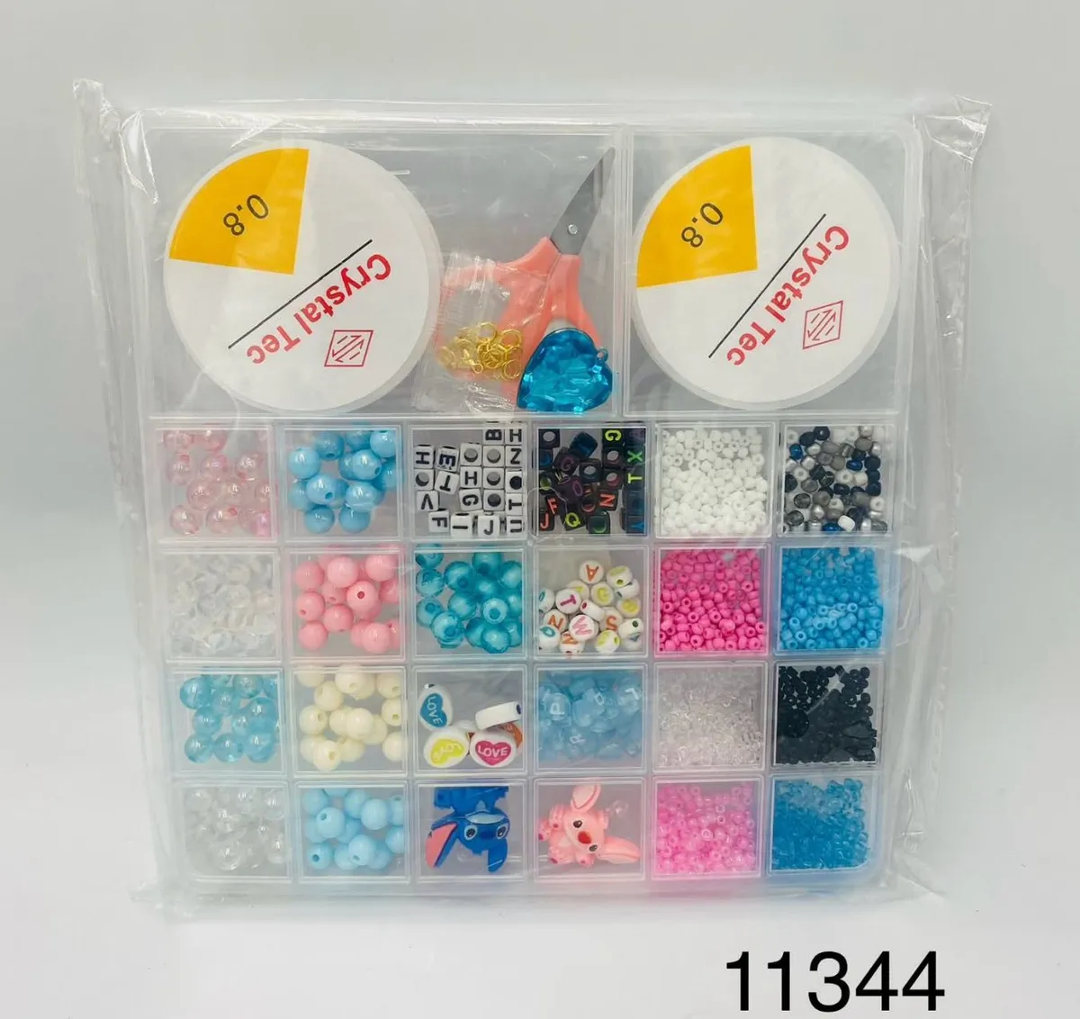 Zestaw Koralików Kryształowych z Literkami i Nożyczkami