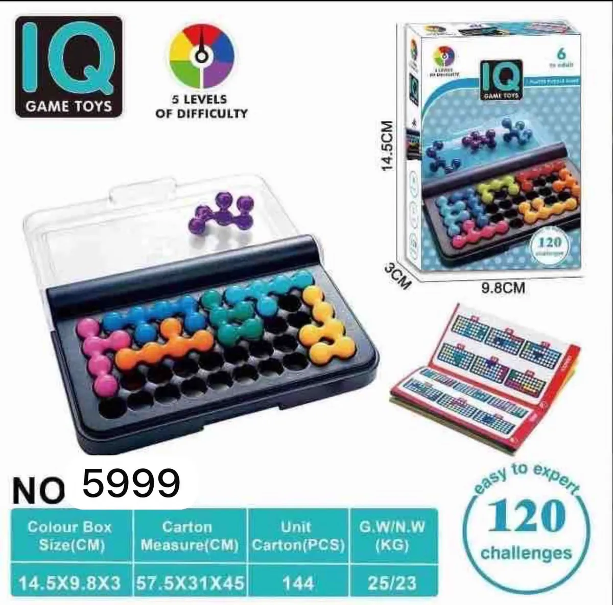 IQ Game Toys Puzzle 3D 5 poziomów trudności kolorowa