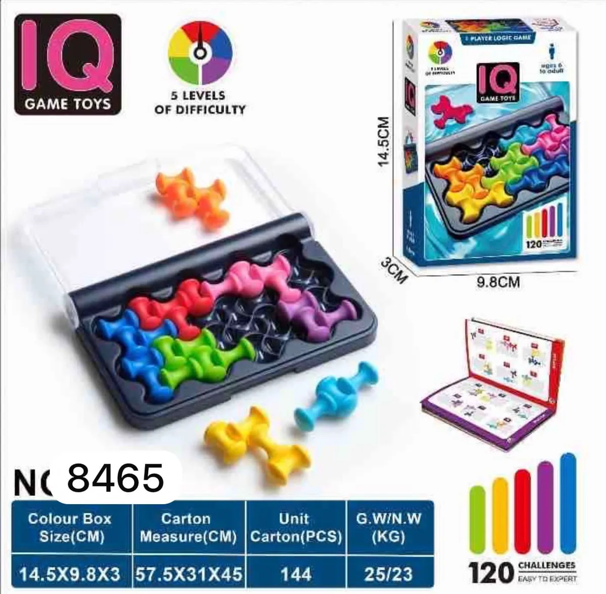IQ Game Toys Logiczna Gra 1 Gracz 5 Poziomów Kolorowa