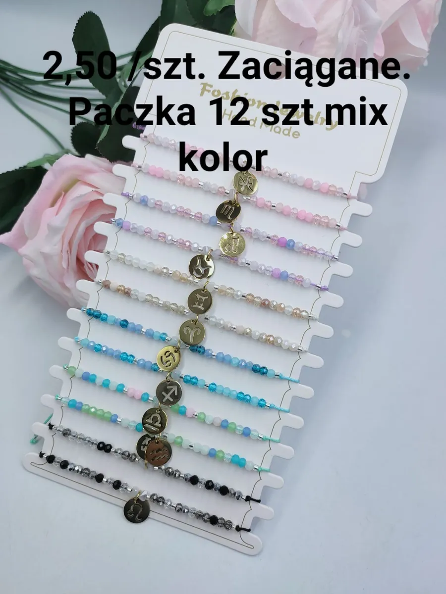Bransoletki z koralikami i znakami zodiaku mix kolorów
