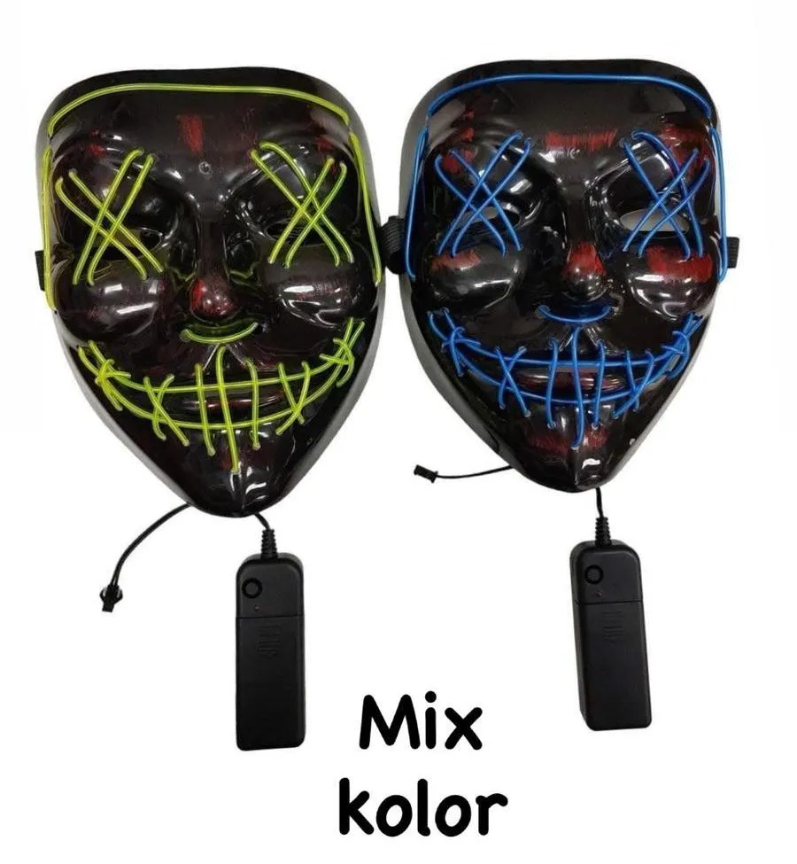 Świecące maski LED neonowe mix zielony-niebieski