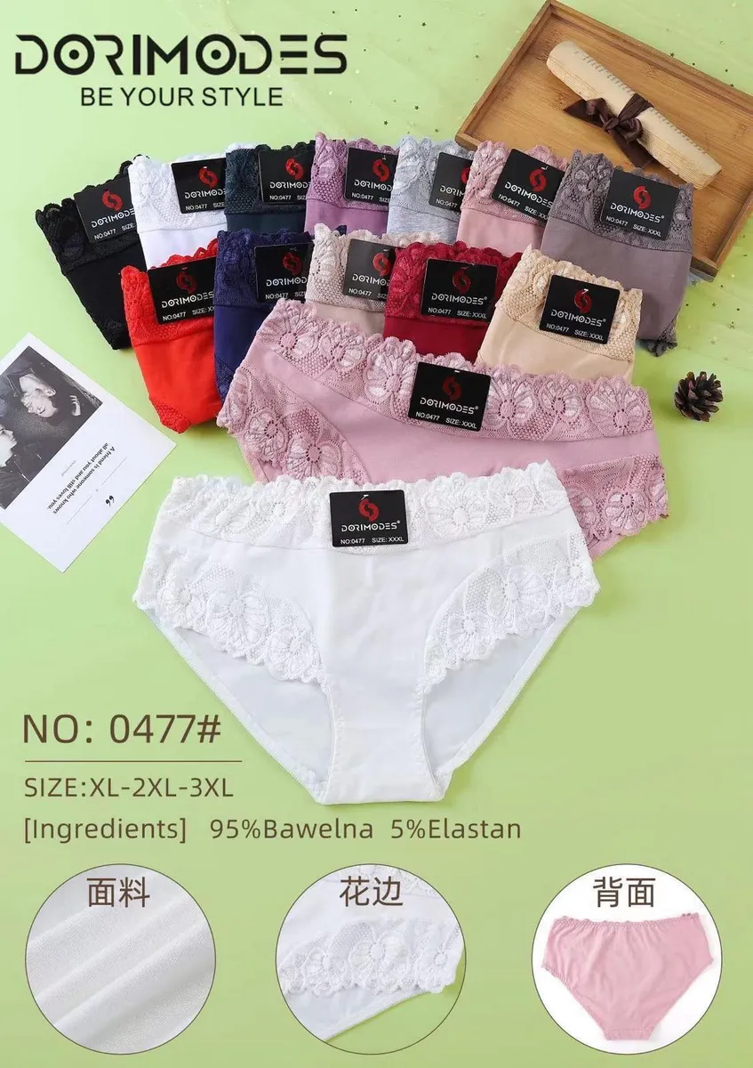 Dorimodes Majtki Damskie Koronkowe XL-3XL 95% Bawełna