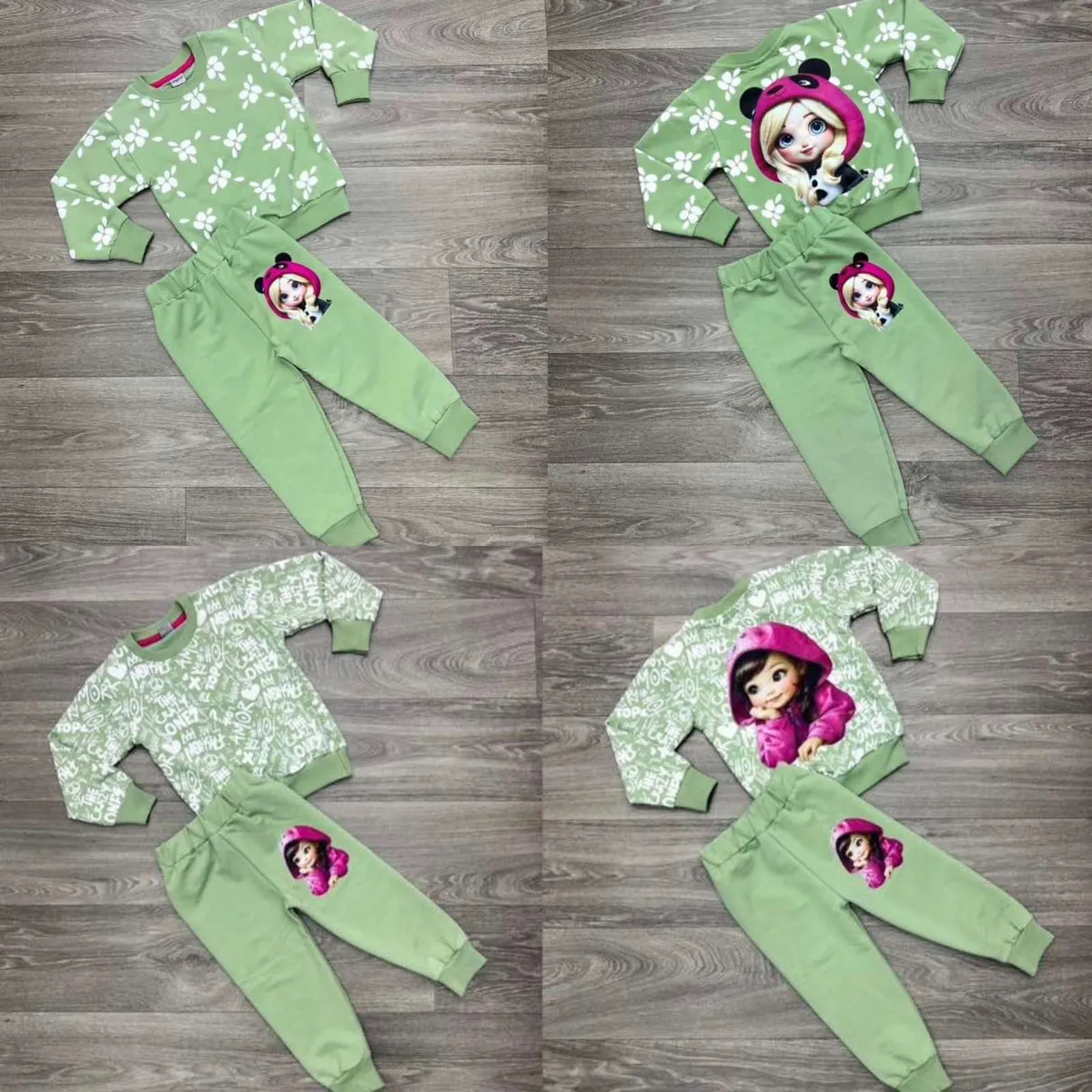 Dziecięcy zielony dres z postaciami Frozen 2-8L
