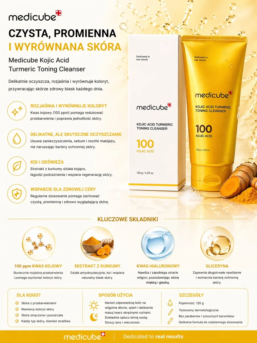 Medicube Kojic Acid Turmeric Toning Cleanser 120g