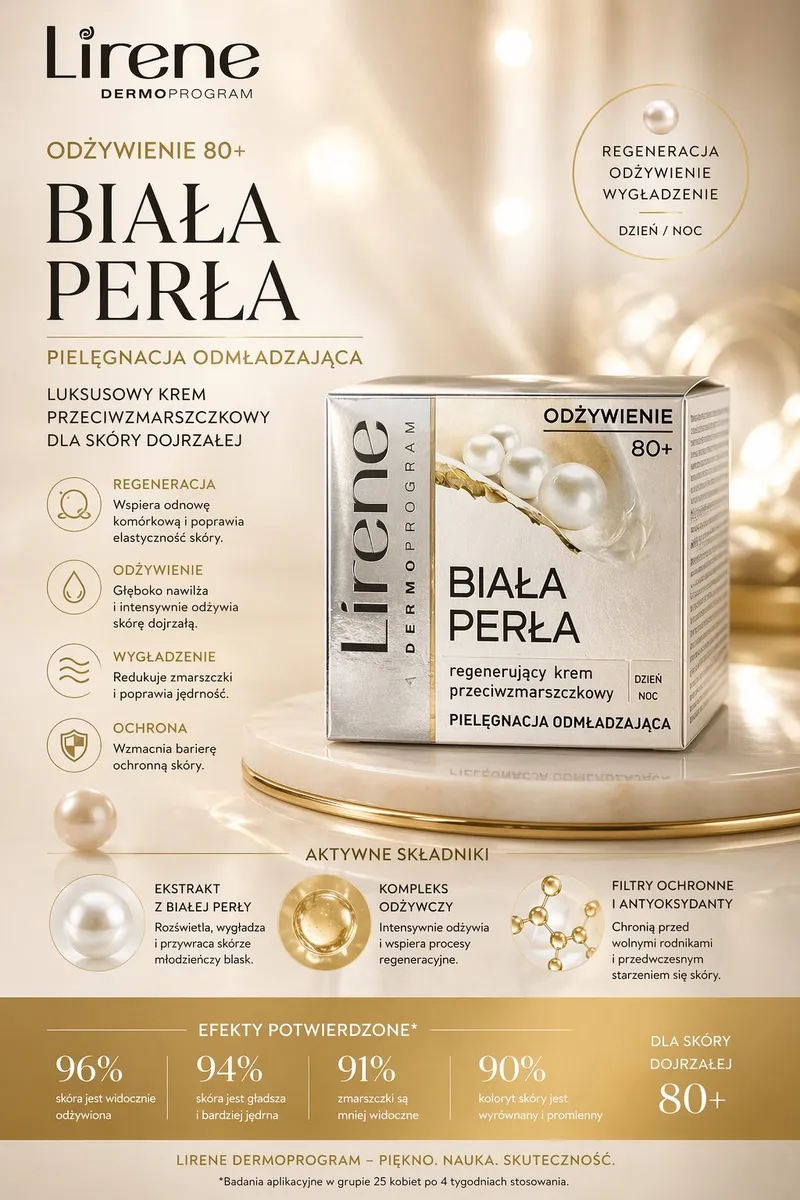 Lirene Biała Perła 80+ Krem Regenerujący 50ml