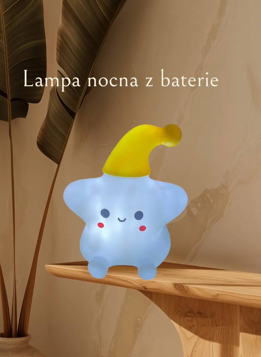 Lampa nocna LED gwiazdka niebiesko-żółta na baterie