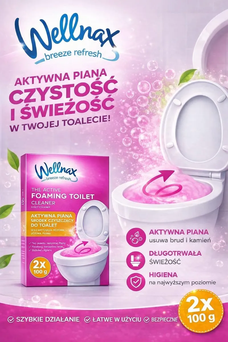 WellnaX Breeze Refresh Pianka do Czyszczenia Toalety 2x100g
