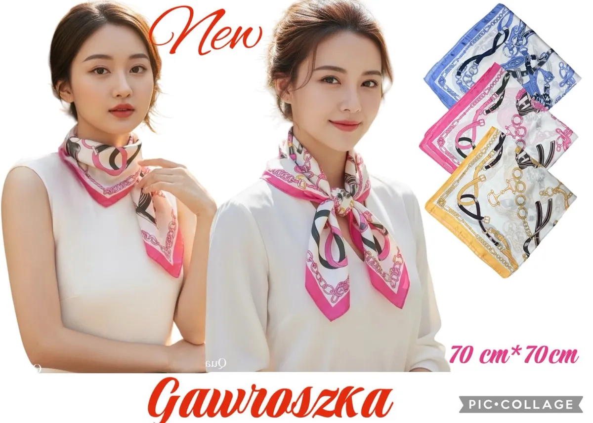 Gawroszka damska 70x70cm wzór łańcuchów wielokolorowa