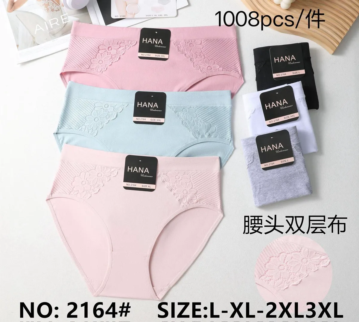 Hana Majtki Damskie z Koronkami Różowe L-XL-3XL
