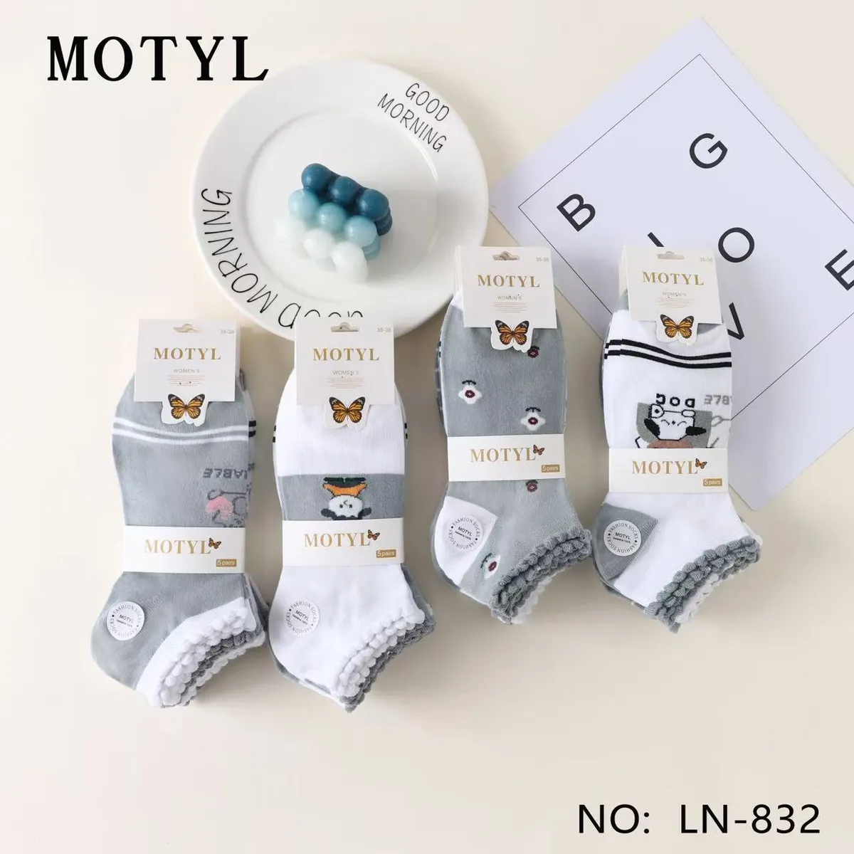 Skarpetki Motylek 5-pack Szare Białe EU 35-38