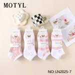 Motyl Damskie Skarpetki Stopki 5w1 Różowo-Białe 20-26