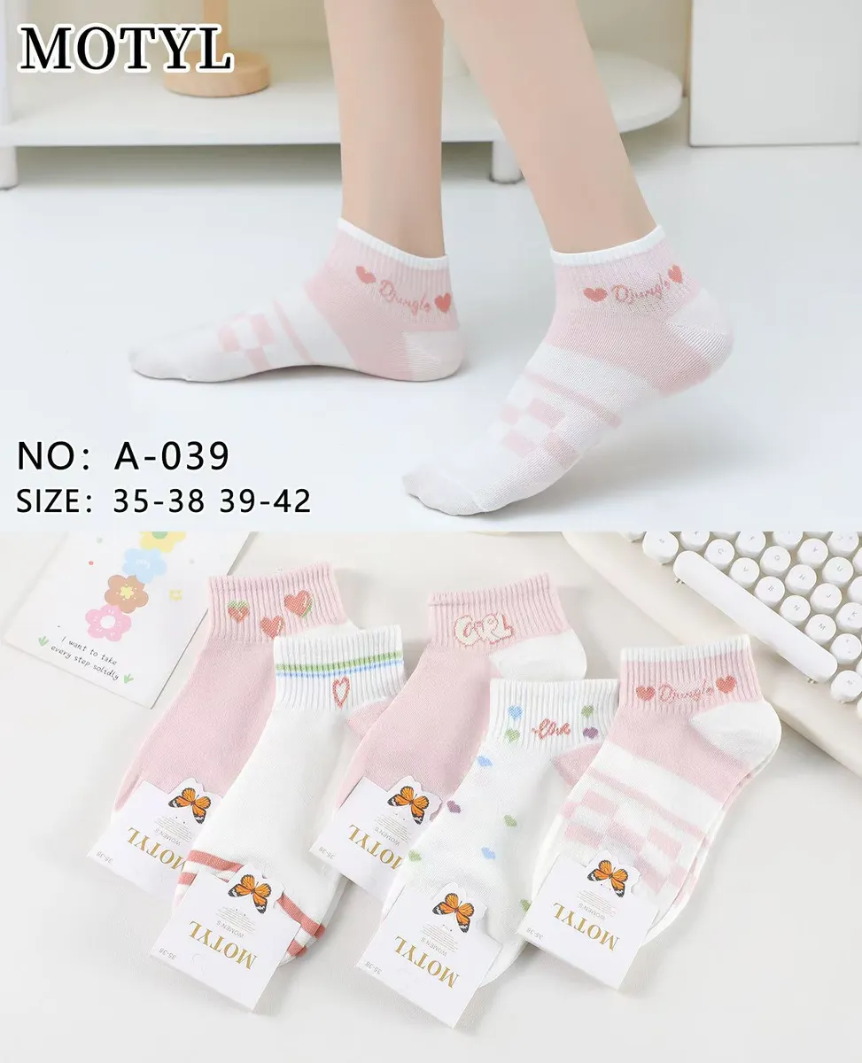 Motylek Skarpetki Dziecięce Różowe z Motylkami 35-42