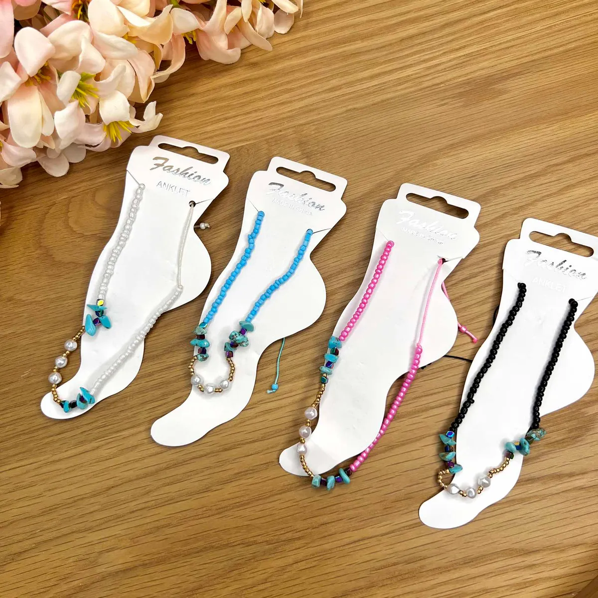 Zestaw 4 bransoletek na kostkę Fashion Anklet