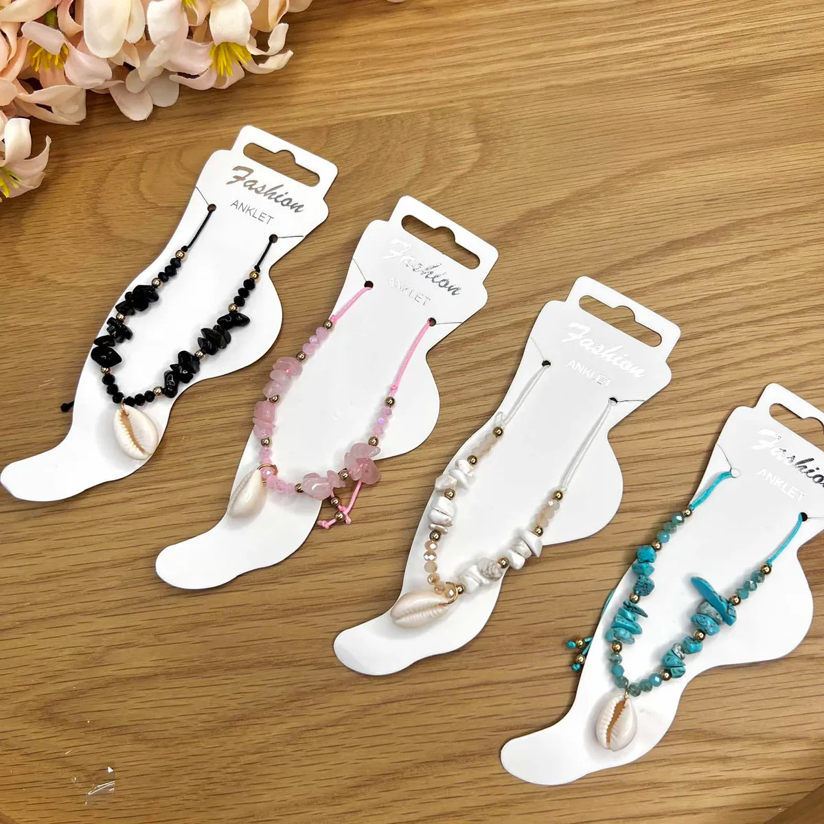 Zestaw 4 bransoletek na kostkę Fashion Anklet