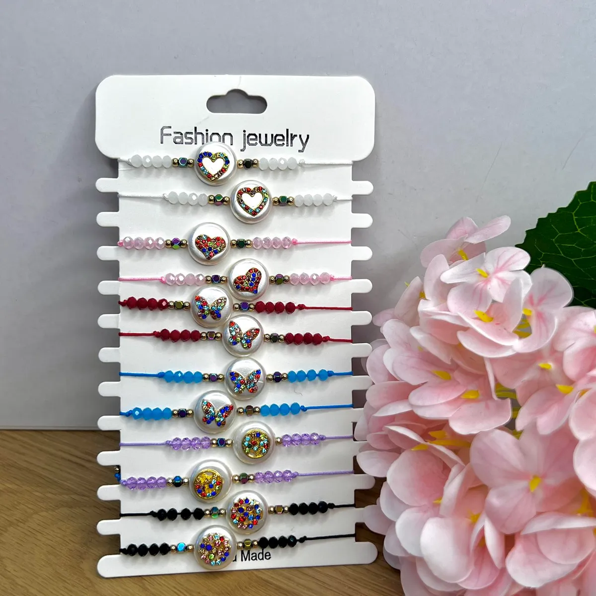 Bransoletki Fashion Jewelry z Wisiorkami Serduszko Motylek