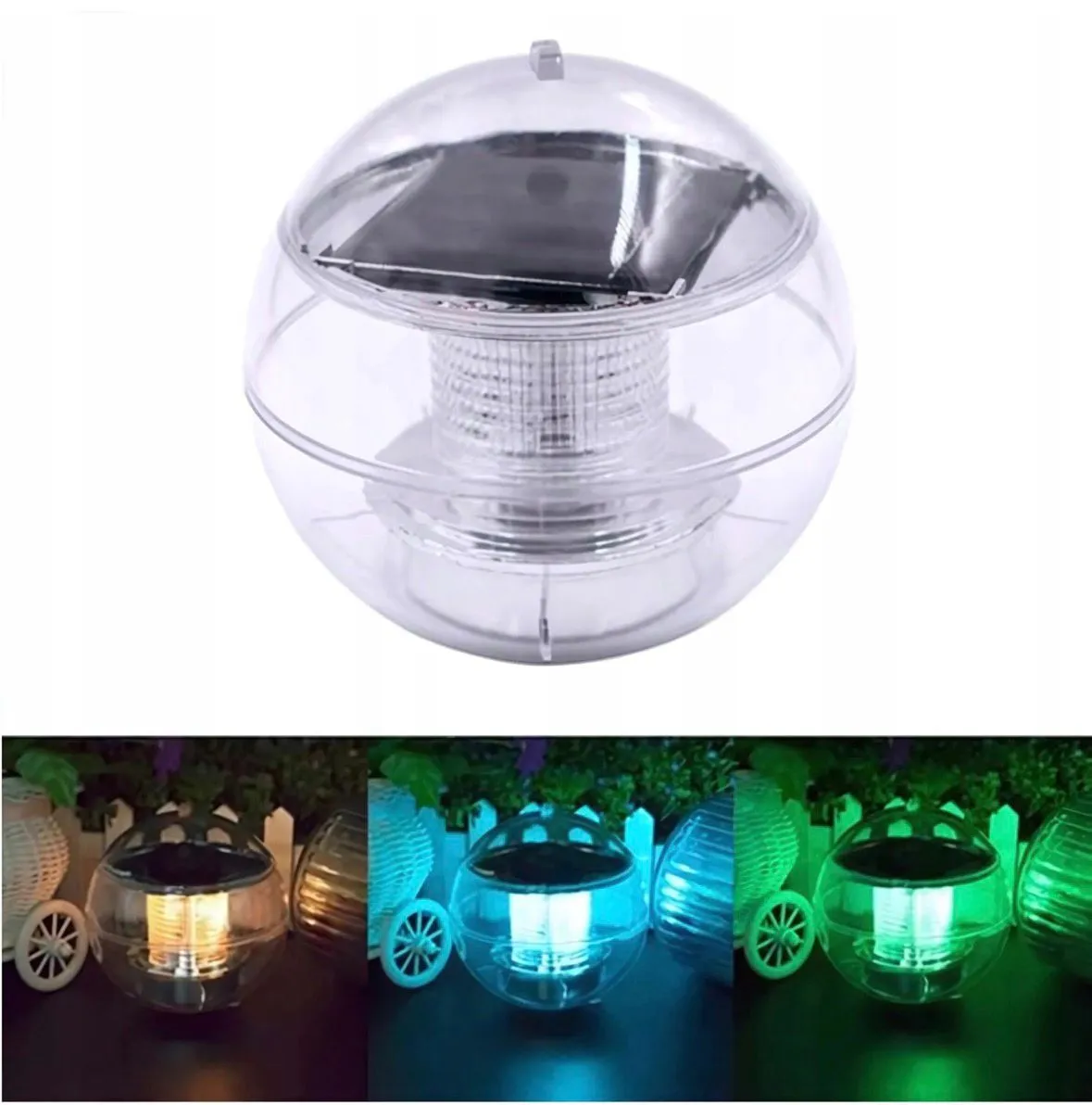 Polgar Pływająca lampka solarna do basenu 10cm kolorowa