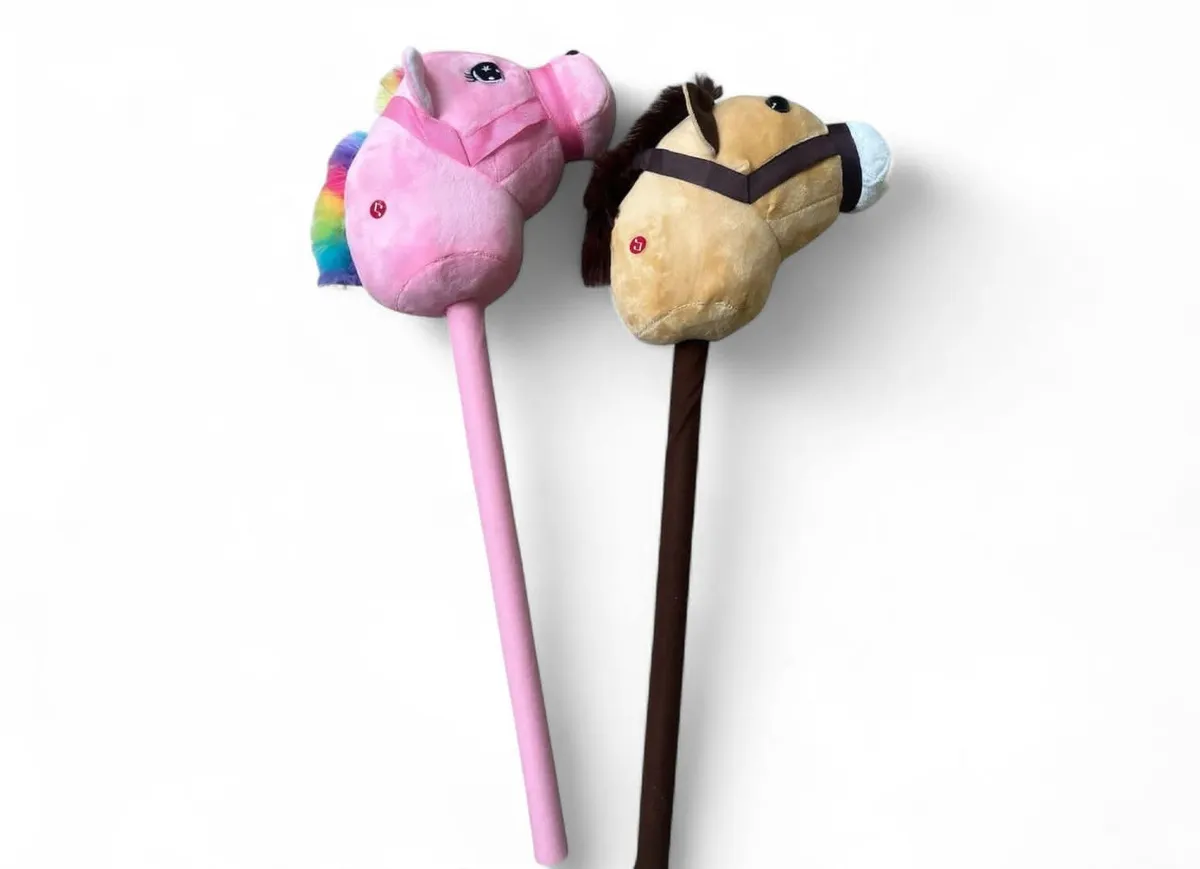 Grająca maskotka koń 70cm różowa i beżowa