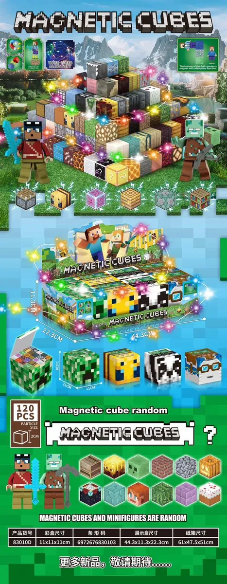 Magnetyczne Kostki Minecraft Zestaw 120 szt