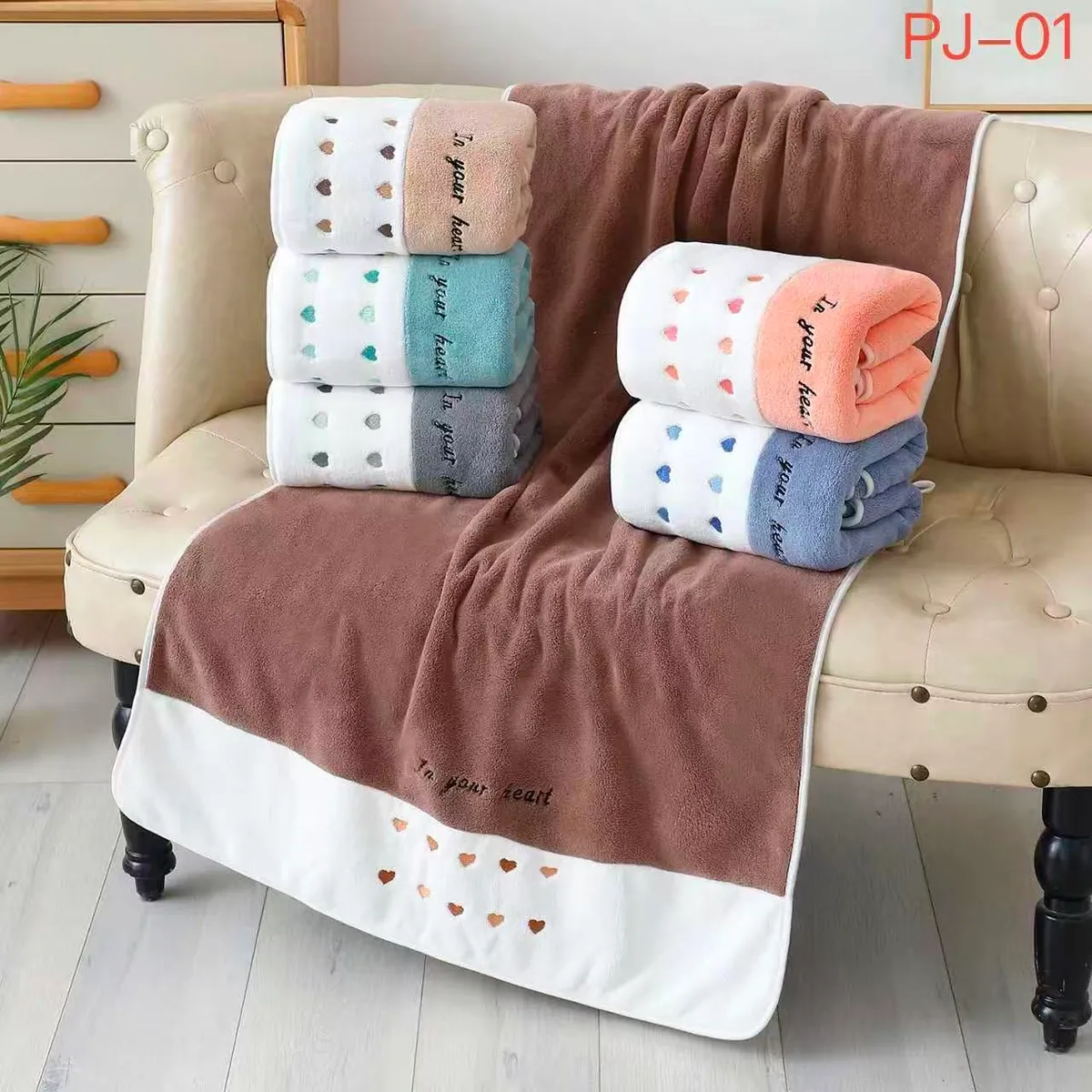 Ręcznik z mikrofibry 50x100cm serca wielobarwny