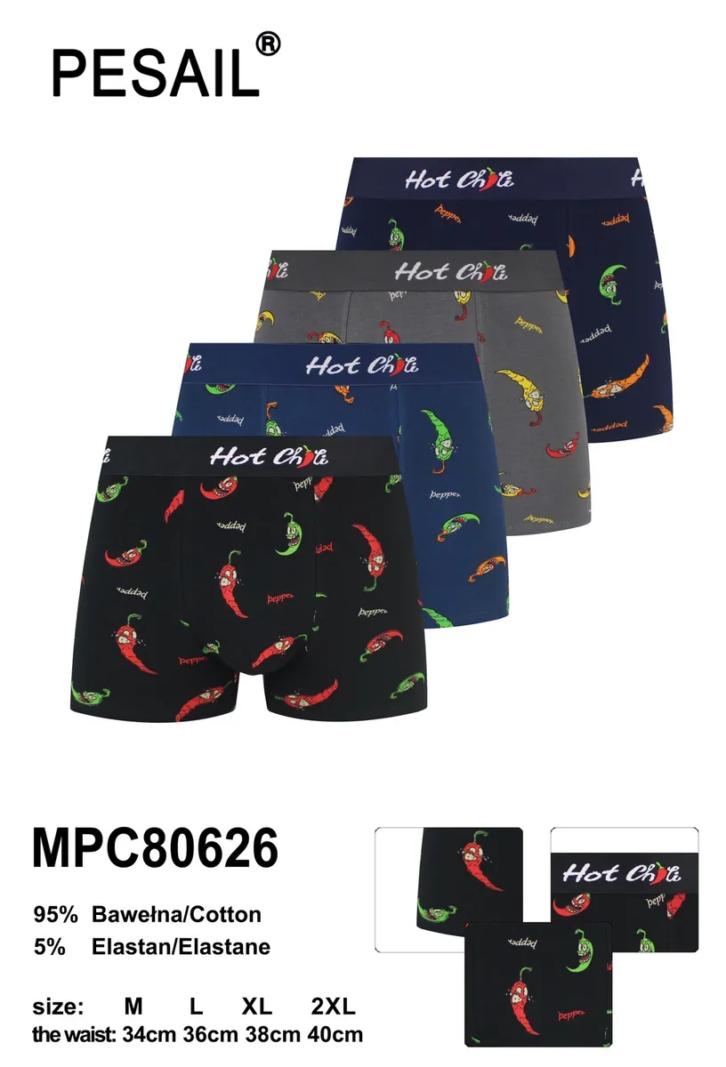 Męskie Bokserki Pesasil Hot Chilli 95% Bawełna M-L-XL-2XL