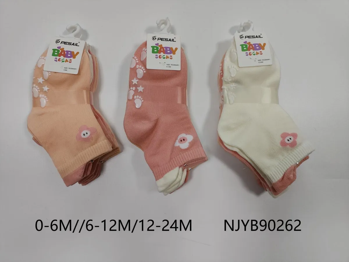 Skarpetki niemowlęce Pesal Baby różowo-białe 0-24m
