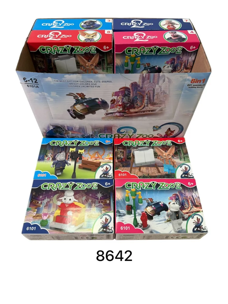 Klocki Crazy Zoo 8w1 DIY 6+ Bright Colors