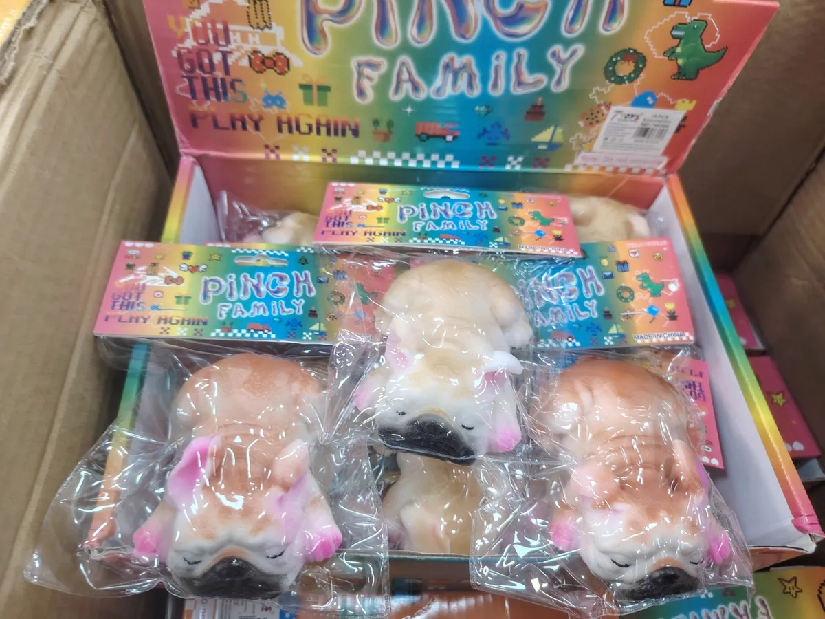 Gniotek Squeeze Toy Pies Beżowy z Różowymi Uszami