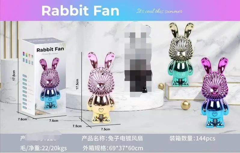 Rabbit Fan wentylator USB króliczek metaliczny 17cm