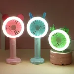 Mini wentylator USB z podświetleniem LED Różowy Myszka