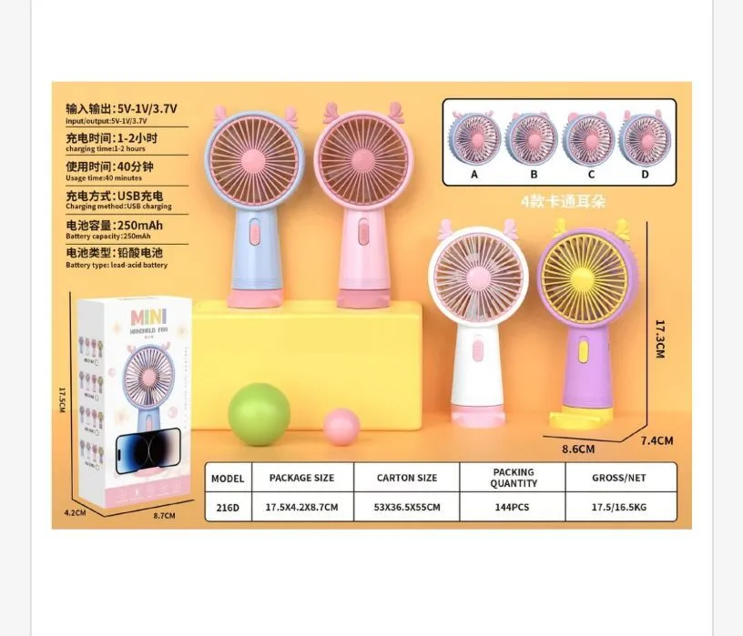 Mini Wentylator USB Handheld z uszami 4 kolory
