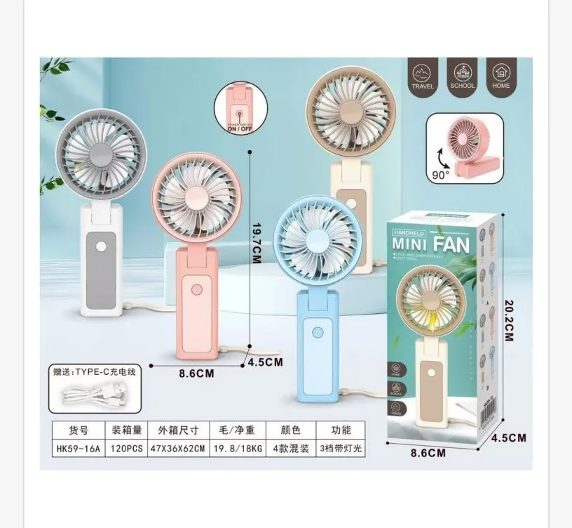 Ręczny wentylator mini składany USB Type-C 8,6x4,5cm