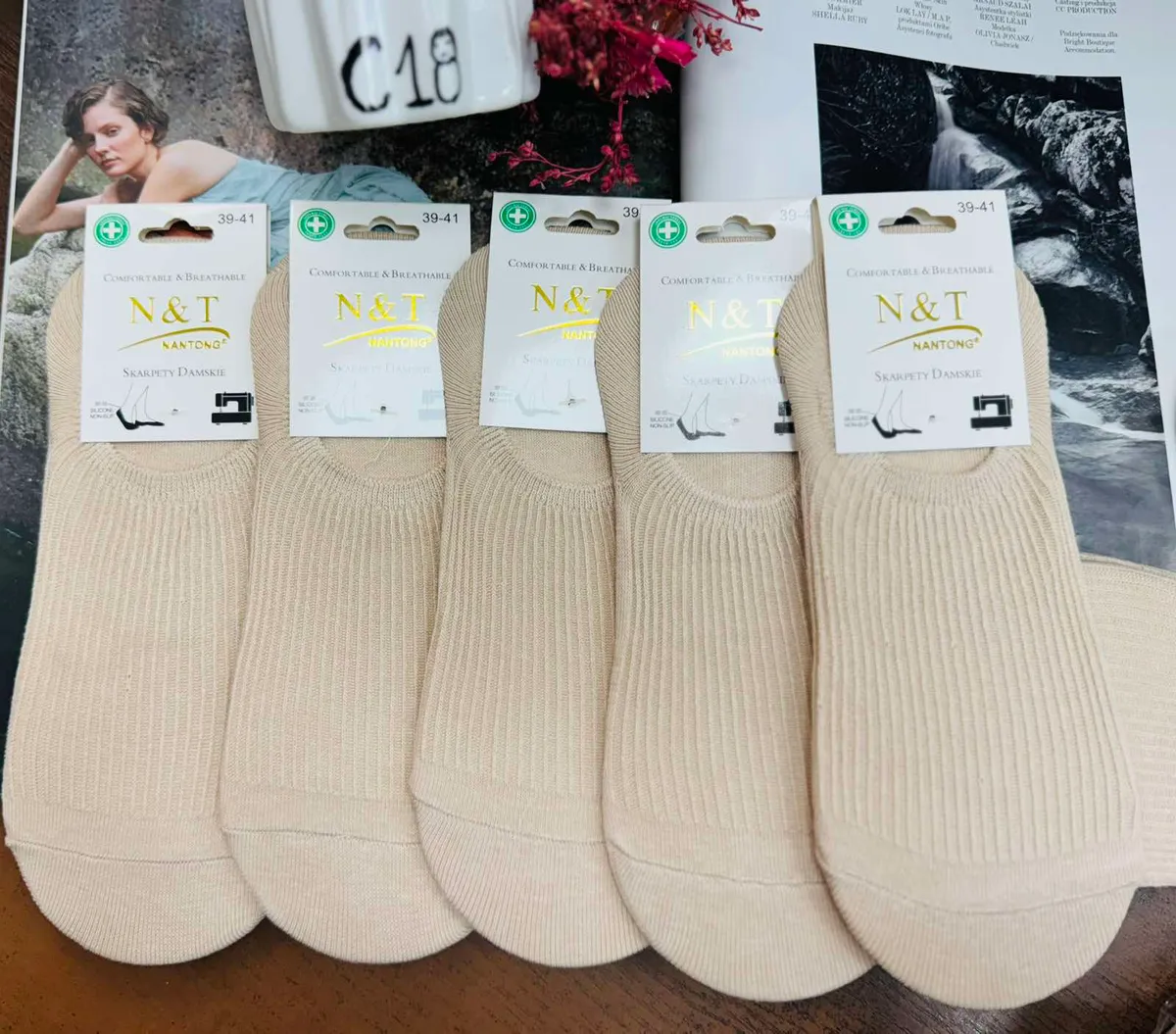 Skarpetki N&T Kantong Beżowe 39-41 damskie