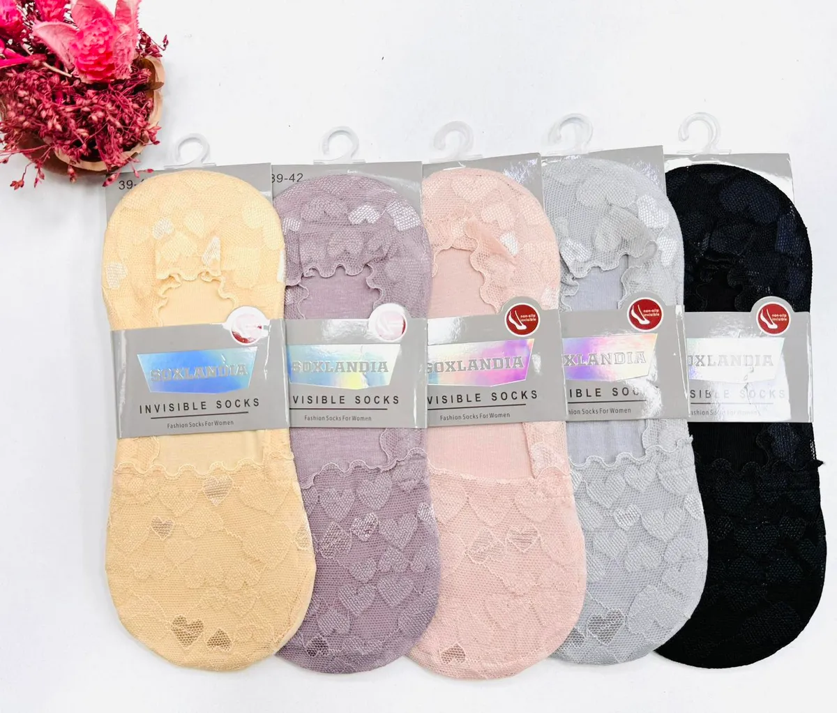 Soxlandia Invisible Socks Beżowe Różowe Szare 39-42