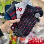 Skarpetki damskie wzorzyste granatowe serca grzyby 48 szt