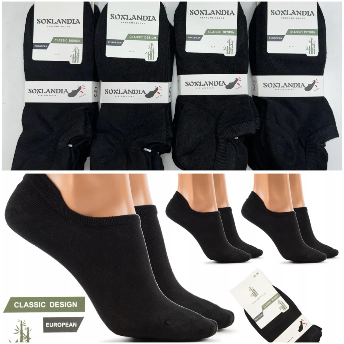 Soxlandia Perfume Socks Czarne Stopki Classic Design 5szt