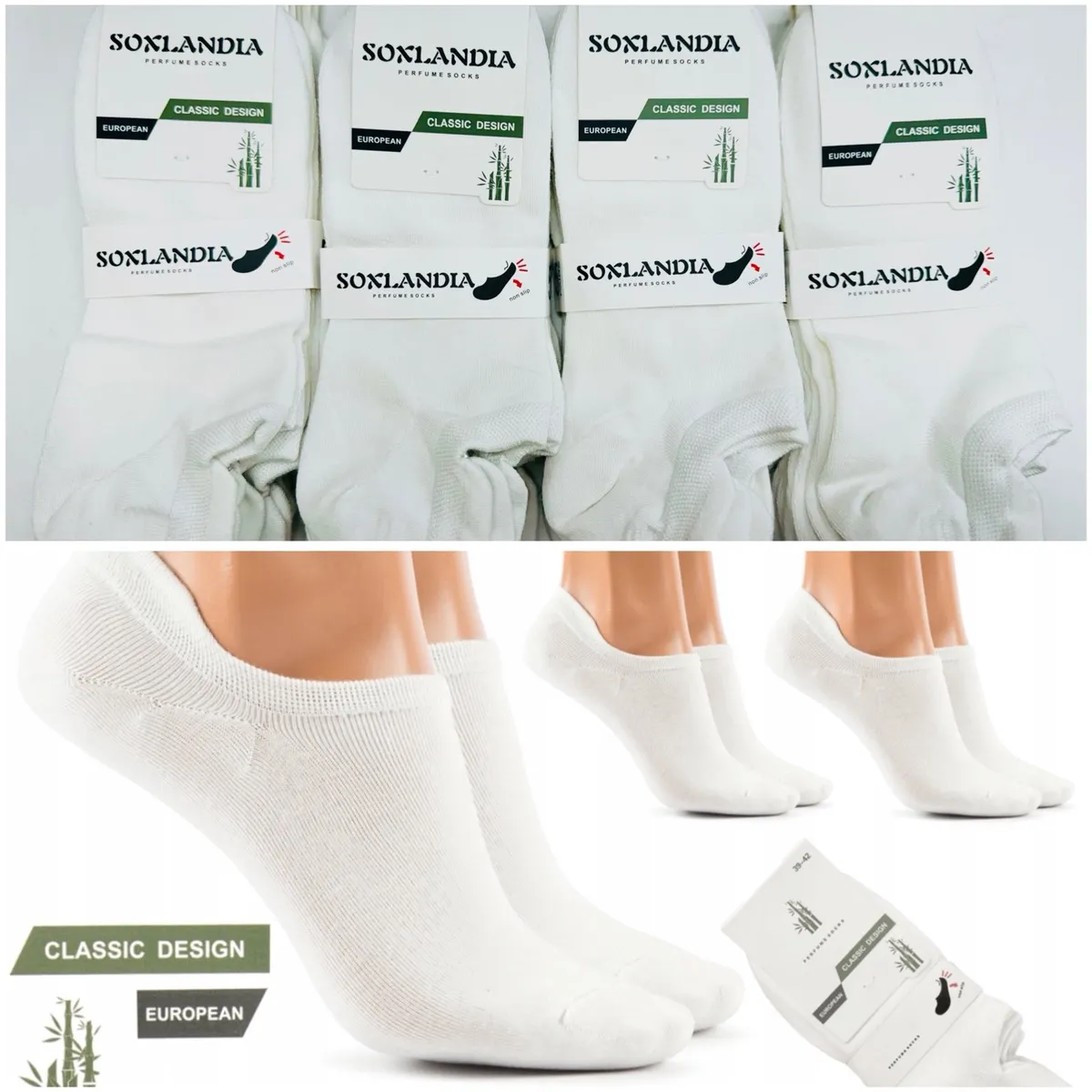 Soxlandia Perfume Socks Bambusowe Białe Classic Design