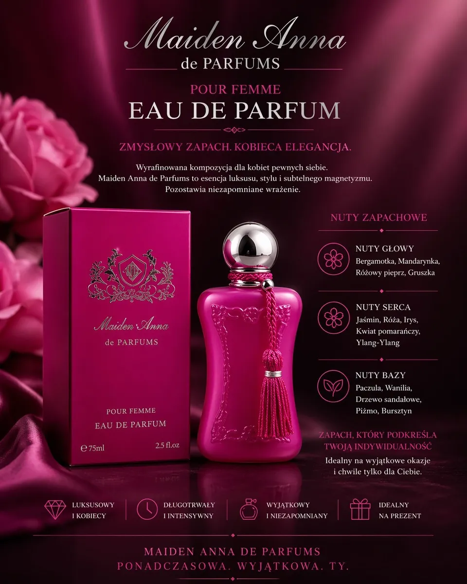 Perfumy damskie Maiden Anna EDP 75ml różowe